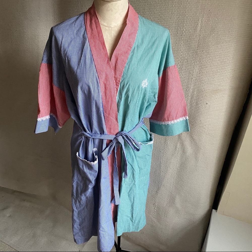 Dior 90s Gingham Check Plaid Print Robe - Picture 8 of 8